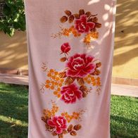 DDR chinesisches Badetuch 60 x 110 Badestola Handtuch Frottee orange rot Blumen