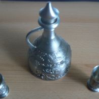 3er Set SKS Schnapskaraffe + 2 Schnapspinnchen (Stamper) mit Jagdmotiv aus 95% Zinn