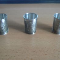 3er Set WWM Zinn 92% Schnapspinnchen mit Jagdmotiv Neu