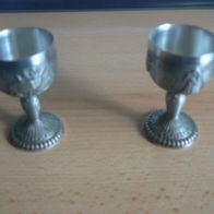 2er Set Schnapsgläser / Weingläser / Zinnbecher aus Zinn mit Jagdmotiv Neu