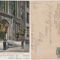 Bremen 1904 Harjes Ritter Rathaus Südportal Top Karte gelaufen mit Marke