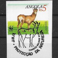 101) Angola 1990 Tiere Mi. Nr. 800 gestempelt auf Papier