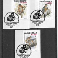 104) Guinea-Bissau 1992 Tiere Mi. Nr. 1185/86/88 gestempelt auf Papier