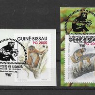 105) Guinea-Bissau 1992 Tiere Mi. Nr. 1185/88 gestempelt auf Papier