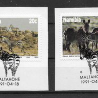 106) Namibia 1991 Tiere Mi. Nr. 702/04 gestempelt auf Papier