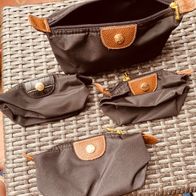 4 Kosmetiktaschen Kulturtaschen in Schwarz aus Nylon mit Kunstledereinsätzen, neu