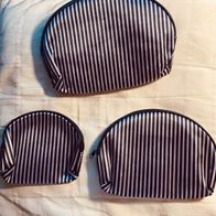 3 Kosmetiktaschen Kulturtaschen in Rosa/ Schwarz aus Nylon, neu