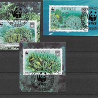 027) Tuvalu 1992 Fische Mi. Nr. 638/40/41 gestempelt auf Papier