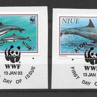 028) Niue 1993 Fische Mi. Nr. 823/25 gestempelt auf Papier