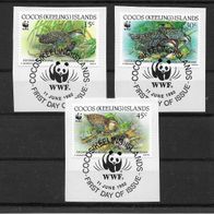 032) Cocos (Keeling) Islands 1992 Vögel Mi. Nr. 268-70 gestempelt auf Papier