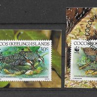 033) Cocos (Keeling) Islands 1992 Vögel Mi. Nr. 269/70 gestempelt auf Papier