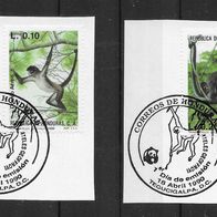 037) Honduras 1990 Tiere Mi. Nr. 1085/87 gestempelt auf Papier