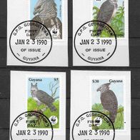 039) Guyana 1990 Vögel Mi. Nr. 3077/80 kpl. Satz gestempelt auf Papier