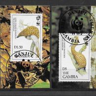 043) Gambia 1993 Tiere Mi. Nr. 1551/53 gestempelt auf Papier