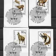 044) Albanien 1990 Tiere Mi. Nr. 2423/26 kpl. Satz gestempelt auf Papier