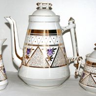 wunderschönes altes Jugendstil Porzellan Kaffeekanne Milchkännchen Zuckerdose