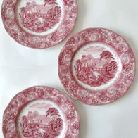 Wedgwood & Co. LTD - River Scene rot Keramik - 3 Frühstücksteller