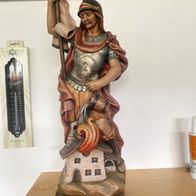 große Heiligenfigur Hl. Florian geschnitzt Feuerwehr Schutzpatron