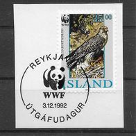 049) Island 1992 Vögel Mi. Nr. 779 gestempelt auf Papier