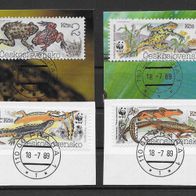 050) Tschechoslowakei 1989 Tiere Mi. Nr. 3007-10 kpl. Satz gestempelt auf Papier