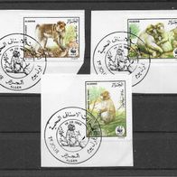 051) Algerien 1988 Tiere Mi. Nr. 972/73/75 gestempelt auf Papier