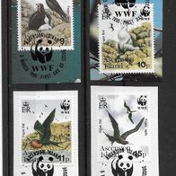055) Ascension 1990 Vögel Mi. Nr. 521-24 kpl. Satz gestempelt auf Papier