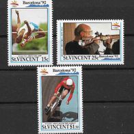 060) St. Vincent 1992 Olympia Mi. Nr. 1962/63/68 postfrisch