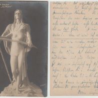 Skulptur Erlöst Foto AK um 1916 Elna Borch Rückseitig ein interessanter Liebestext