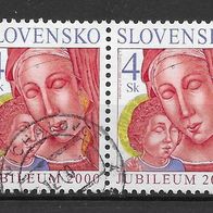 013) Slowakei 2000 Madonna Mi. Nr. 379 waagr. Paar gestempelt