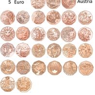 Österreich Austria 5 EURO Kupfermünzen (29 Stück) UNC Neu plus 12 Folder!