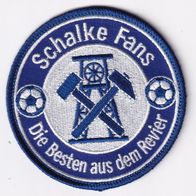 Schalke Fan-Aufnäher - Gestickt - Ø 8 cm - Bergbau-Motiv - Kutte Jacke Geschenk