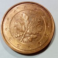 EURO BRD 2017 A 2ct (H024) Präg. A Berlin 0,02€ Zwei-Cent zirk. Geldbörsenqualität