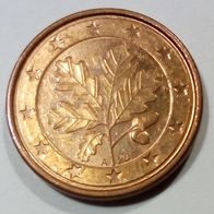EURO BRD 2017 A 1ct (H43) Präg. A Berlin 0,01€ Ein-Cent zirk. Geldbörsenqualität