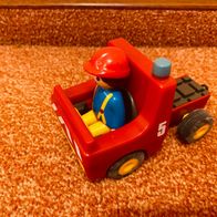 Playmobil 1-2-3 1990 Geobra Feuerwehrleiterfahrzeug+-mann, komplett, nw