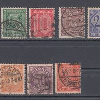 Briefmarken Deutsches Reich 1920 Dienstmarken mit Ablösungsziffer 21 Satz 9 Werte