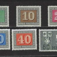 Schweiz 1945, MiNr: 447 - 451 PAX Teil-Satz sauber postfrisch (1)
