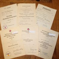 Original 6er Urkunden-Gruppe, Oberwachtmeister im 1./Art. Rgt. 213 und 320