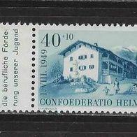 Schweiz 1949, MiNr: 528 Randstück der Höchstwert aus dem Satz sauber postfrisch (2)