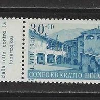 Schweiz 1948, MiNr: 511 Randstück der Höchstwert aus dem Satz sauber postfrisch (1)