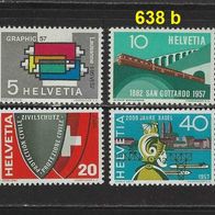 Schweiz 1957, MiNr: 637, 638b, 639, 640 sauber postfrisch (1)