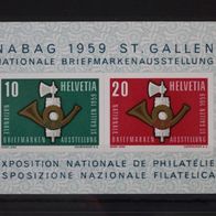Schweiz 1959, MiNr: 672 - 673 Block 16 sauber postfrisch (1)