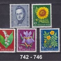 Schweiz 1961, MiNr: 742 - 746 sauber postfrisch (1)