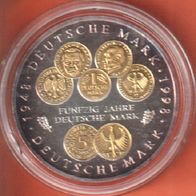 1998 BRD 50 Jahre Deutsche Mark 10 DM mit Goldapplikation
