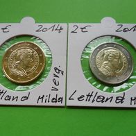 Lettland 2014 2 Euro + 2 Euro vergoldet
