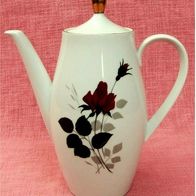 Kaffeekanne aus Porzellan Seltmann Weiden - weiß mit Rosendekor - ca. 1,3 Liter Volum