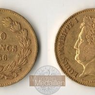 Frankreich Goldmünze 12,90 g. Louis Philippe 40 Francs 1836 A, Nur 52.576 Exemplare