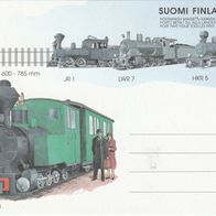 Finnland: Postkarte mit Dampflokomotiven incl. Porto in alle Länder