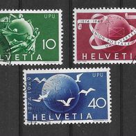 003) Schweiz 1949 UPU Mi. Nr. 522/24 kpl. Satz gestempelt