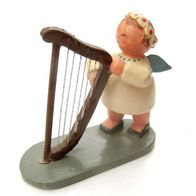 Handarbeit Erzgebirge * schöner alter Orchester Engel mit Harfe von KWO