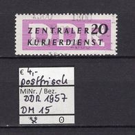 DDR 1957 Dienstmarken für den ZKD (IV) MiNr. 15 postfrisch Kontrollzahl 1300